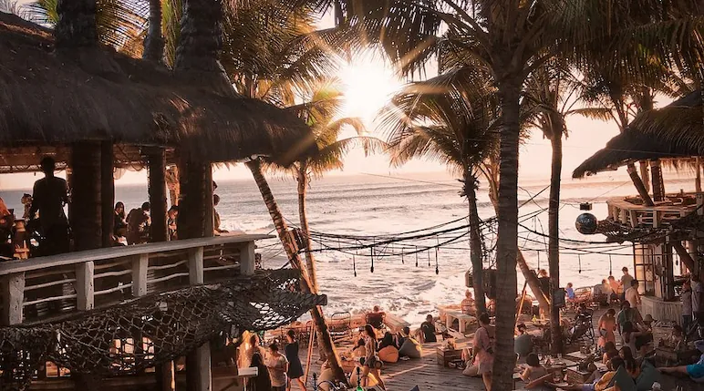 bali beach club sunset