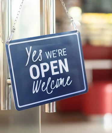 Clear Restaurant OPEN Sign Post Clear Restaurant OPEN Sign Post