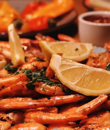 A Portion of Mouth-Watering Fresh Grilled Prawn A Portion of Mouth-Watering Fresh Grilled Prawn