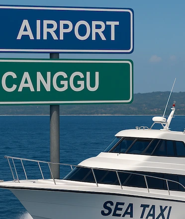 Sea Taxi From Airport to Canggu, Bali Illustration AI Sea Taxi From Airport to Canggu, Bali Illustration AI