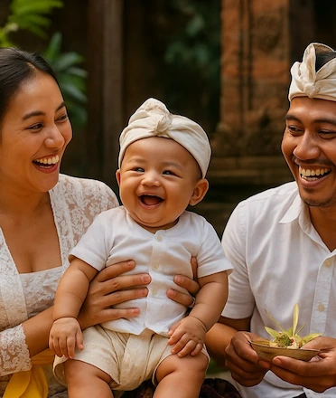 Balinese Family Parents Baby Smiling AI