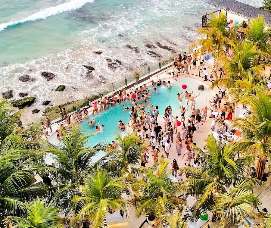 beach club in bali with ocean view