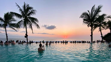 Tourists enjoying sunset in Bali