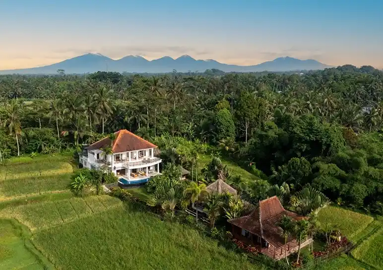 sunrise over rice fields villa tau 
