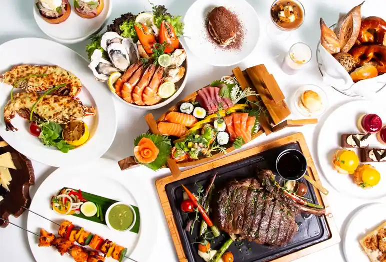 luxurious hotel buffet brunch food 
