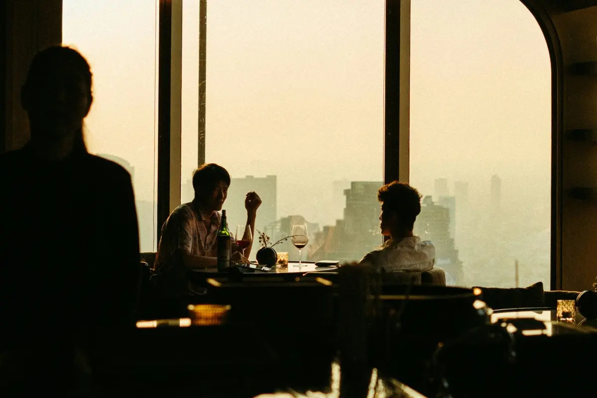 two men by the sky view