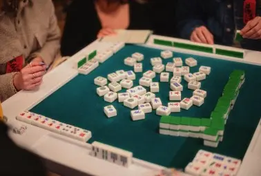 mahjong tiles on the table