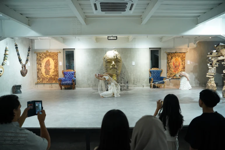 Dance performing in art exhibition